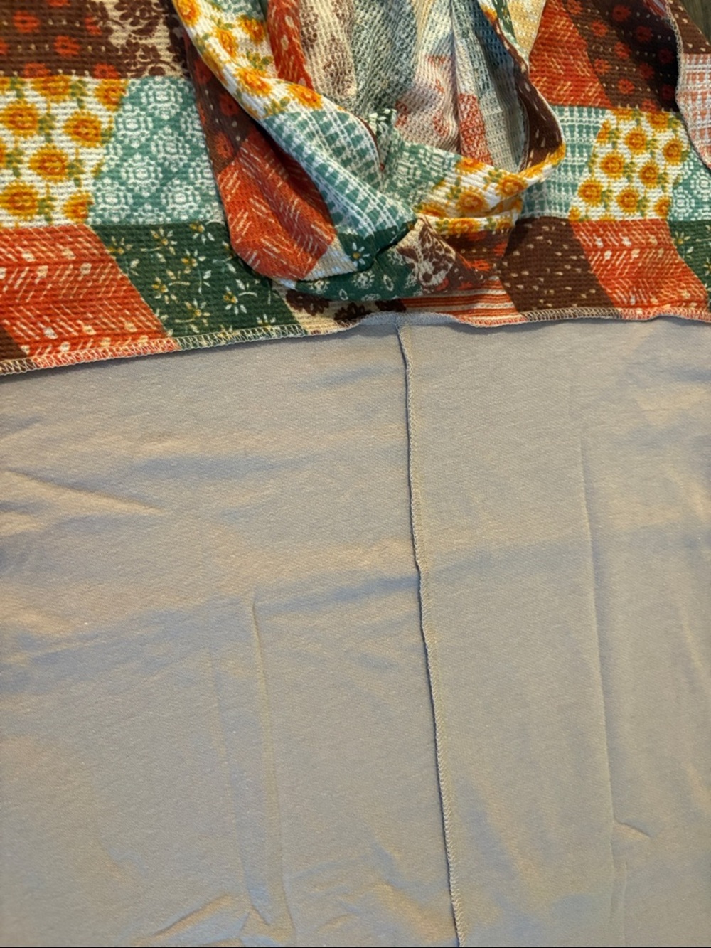 NEW [Haptics] Patchwork Printed High/Low Back Hem Yoke Hooded Top Women's S - Picture 11 of 12